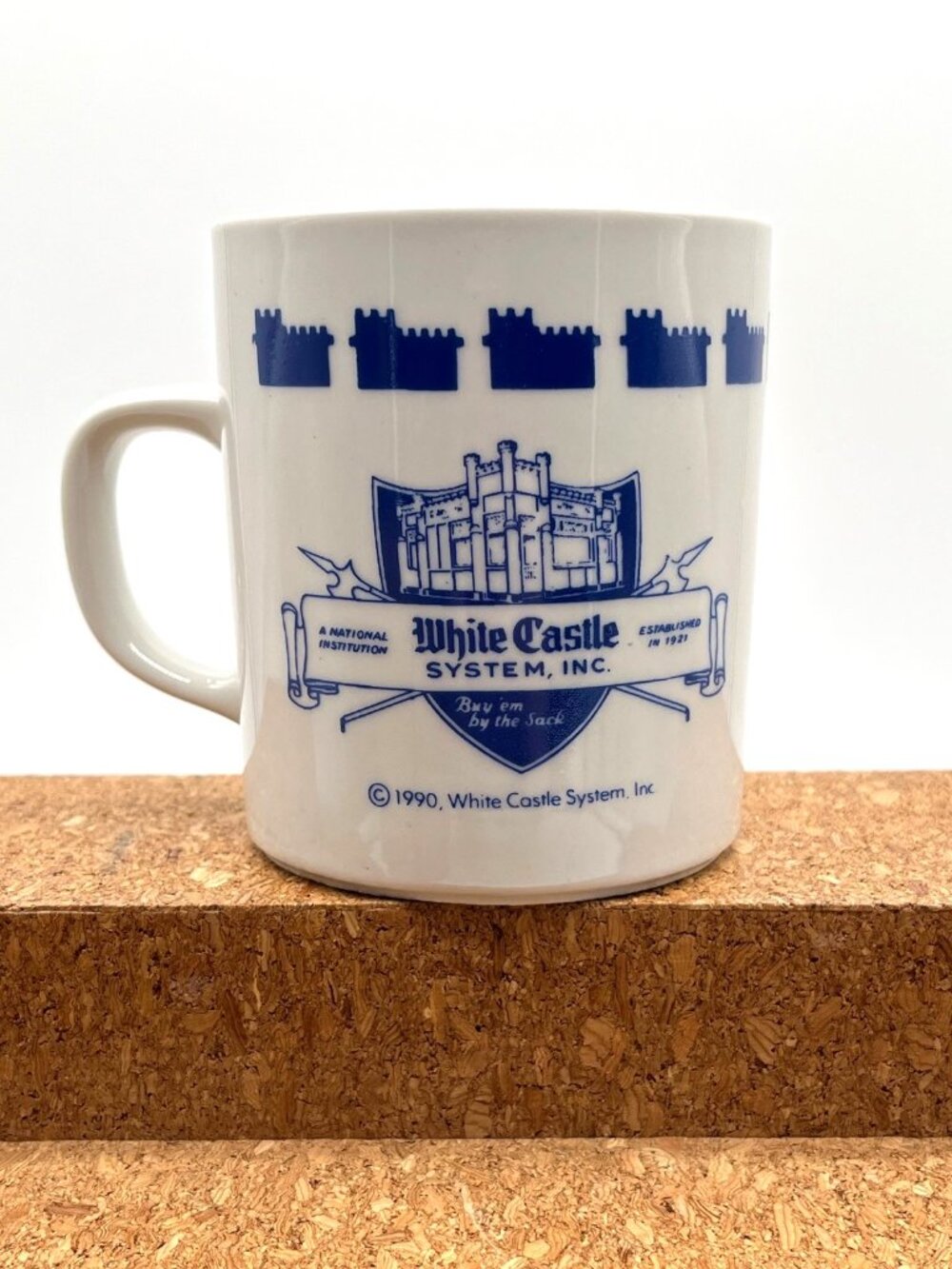 White Castle 1990 Coffee Mug Vintage Blue White Cup The Taste for All Times